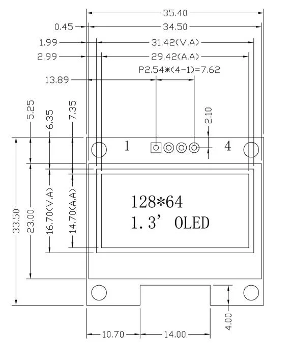 High Quality 1.3-Inch 128X64 Pixel White OLED Display Module 4-Pin I2c Interface