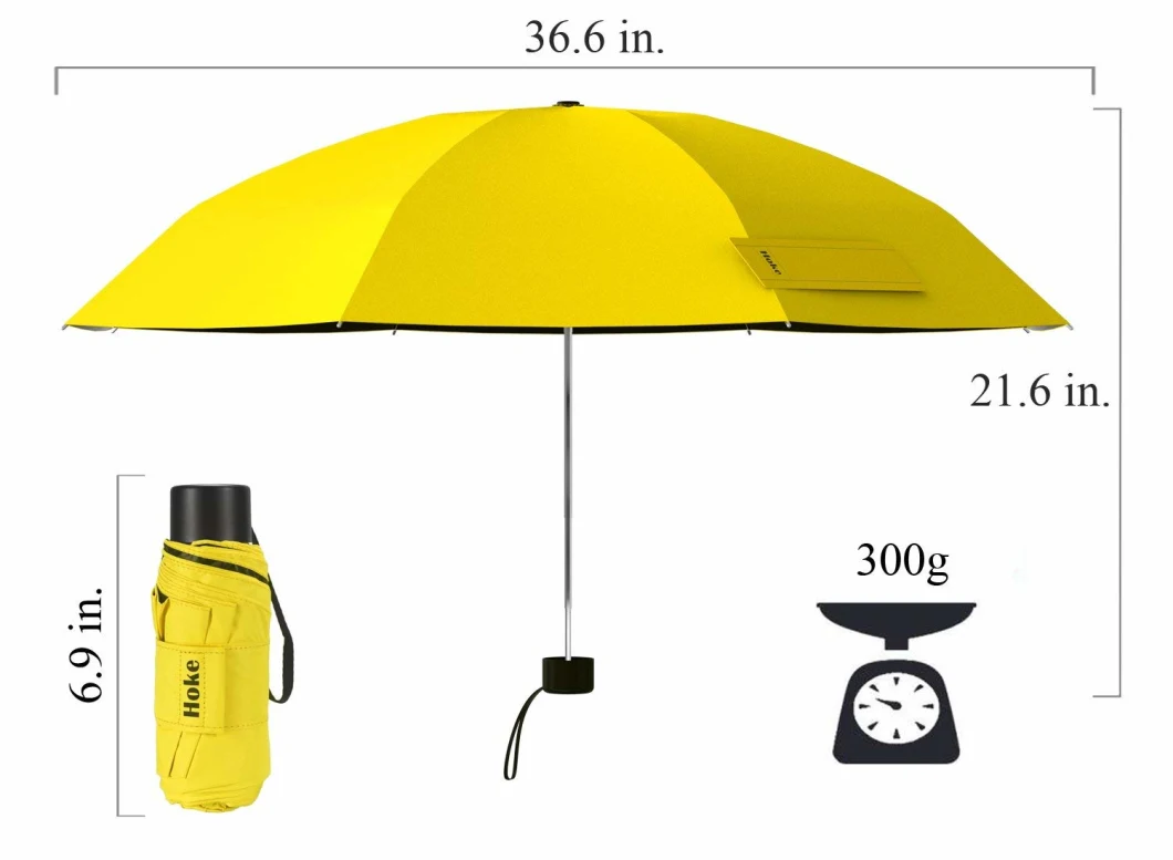 UV Protection Black Vinyl Pocket Umbrella Small Sun Rain Walking Umbrellas